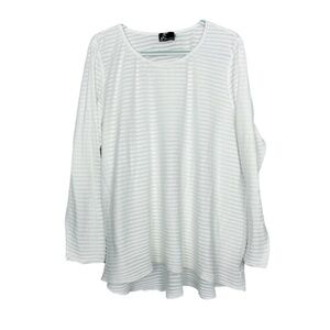 Fenini White Stripes Long Sleeve Tunic Top